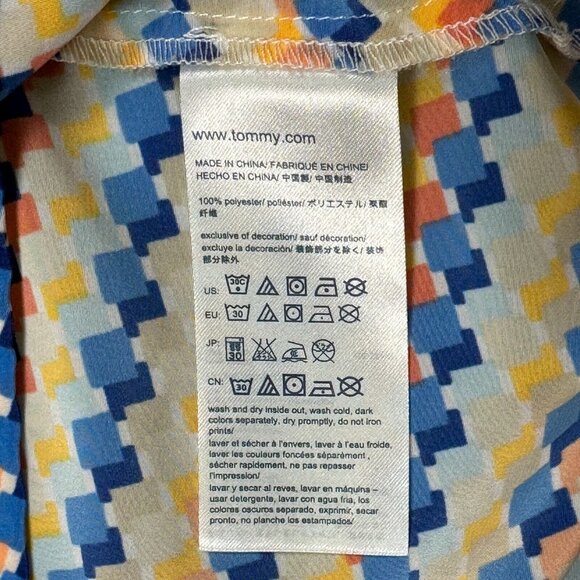 Tommy Hilfiger Womens Multicolor Geometric Tank Top Keyhole Back Stripes Size XL - Picture 10 of 13